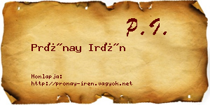 Prónay Irén névjegykártya